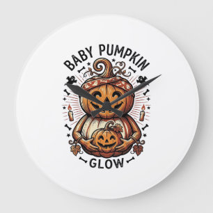 Pregnancy Pumpkin Shirt Vintage Halloween Belly De Large Clock