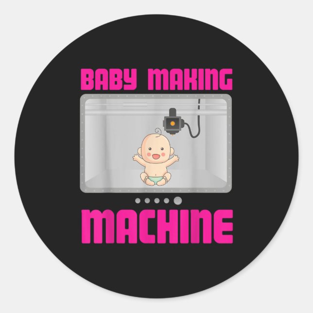 Pregnancy Reveal &amp; Announcement Baby Making Ma Classic Round Sticker (Front)