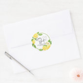 Pregnancy Reveal Guess What Baby Lemon Summer Classic Round Sticker (Envelope)