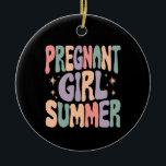 Pregnancy Reveal Pregnant Girl Summer Baby Shower  Ceramic Ornament<br><div class="desc">Pregnancy Reveal Pregnant Girl Summer Baby Shower</div>