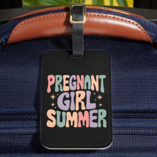 Pregnancy Reveal Pregnant Girl Summer Baby Shower  Luggage Tag
