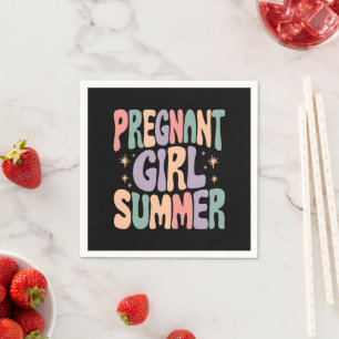 Pregnancy Reveal Pregnant Girl Summer Baby Shower  Napkin