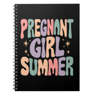 Pregnancy Reveal Pregnant Girl Summer Baby Shower  Notebook