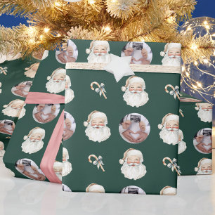 Pregnancy Reveal Santa Custom Photo Christmas Wrapping Paper