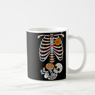 Pregnancy Skeleton Dia De Los Muertos Mexican Bell Coffee Mug