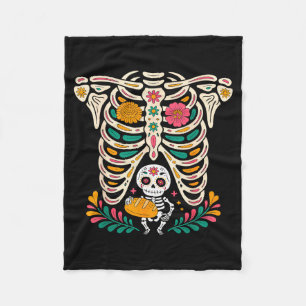 Pregnancy Skeleton Dia De Los Muertos Mexican Bell Fleece Blanket