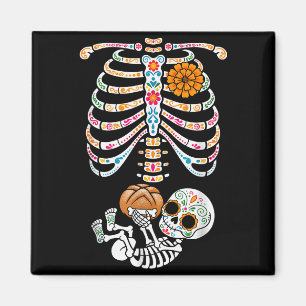 Pregnancy Skeleton Dia De Los Muertos Mexican Bell Magnet