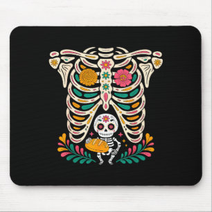 Pregnancy Skeleton Dia De Los Muertos Mexican Bell Mouse Pad