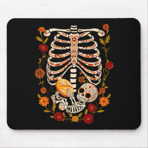 Pregnancy Skeleton Dia De Los Muertos Mexican Bell Mouse Pad