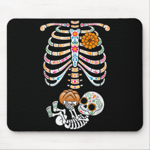 Pregnancy Skeleton Dia De Los Muertos Mexican Bell Mouse Pad