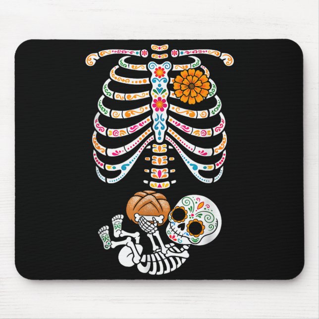 Pregnancy Skeleton Dia De Los Muertos Mexican Bell Mouse Pad (Front)