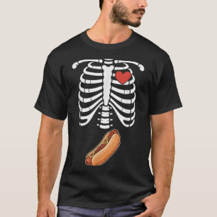 Pregnancy Skeleton Hotdog Belly Bump Rib Cage Hall T-Shirt