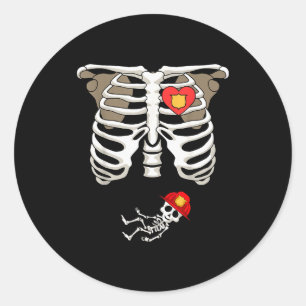 Pregnancy Skeleton Rib Funny Firefighter Bump Shir Classic Round Sticker