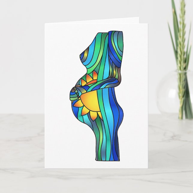 Pregnancy Stained Glass Greeting Card (Front)