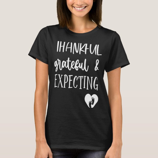 Pregnancy Thanksgiving graphic tee Thankful Gratef (Front)