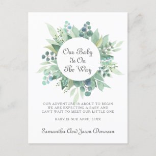 Pregnancy Watercolor Greenery Announcement