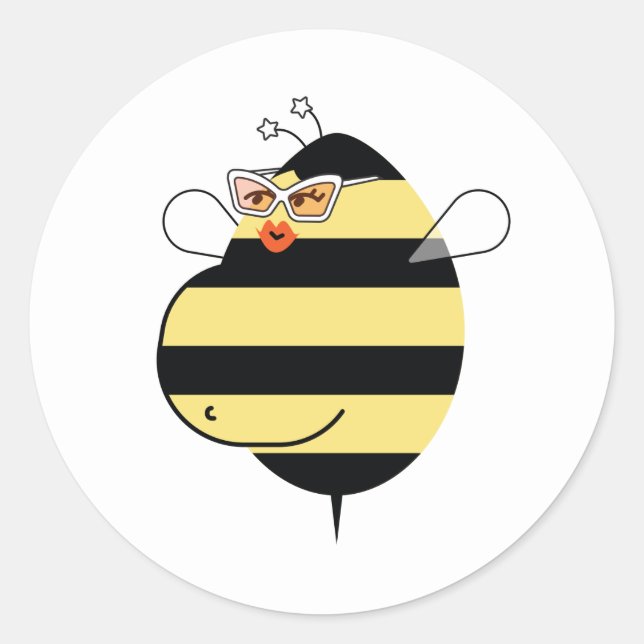 Pregnant Bee (orange lips & glasses) Envelope Seal (Front)