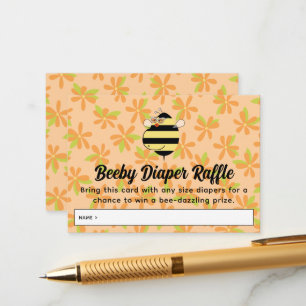 Pregnant Bee w/Glasses Orange Floral Diaper Raffle Enclosure Card
