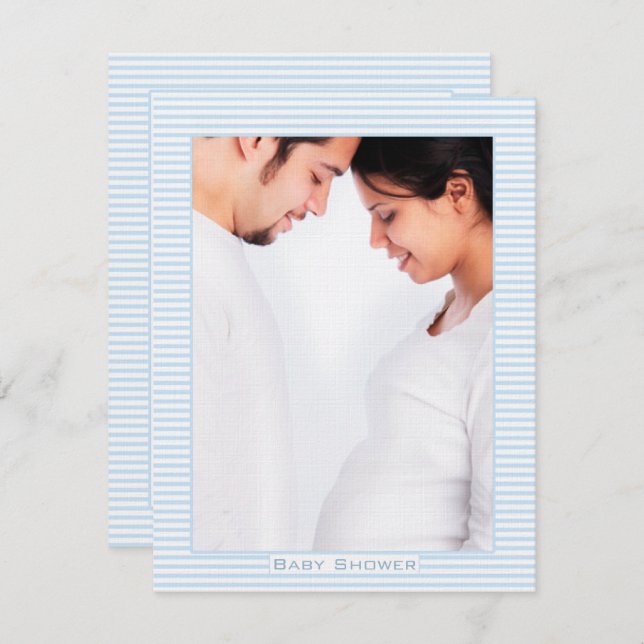 Pregnant Couples Photo Baby Boy Shower Invite (Front/Back)