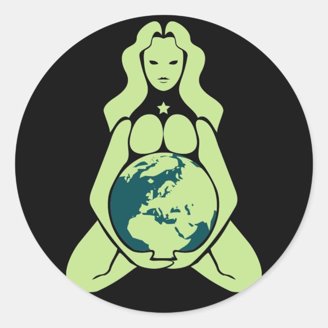 Pregnant Earth Goddess Classic Round Sticker (Front)
