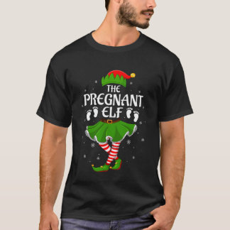 Pregnant Elf Christmas Family Girls Women Elf Squa T-Shirt