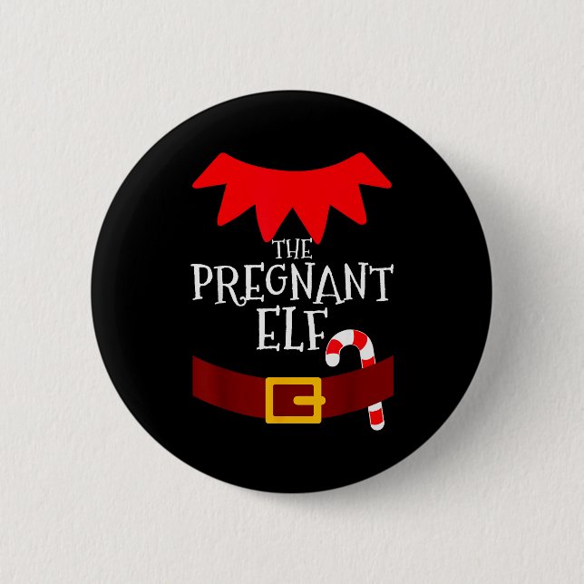 Pregnant Elf Matching Family Group Christmas Pajam 6 Cm Round Badge (Front)
