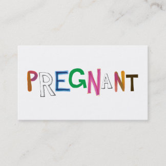Pregnant fun colourful word art expecting mother business card