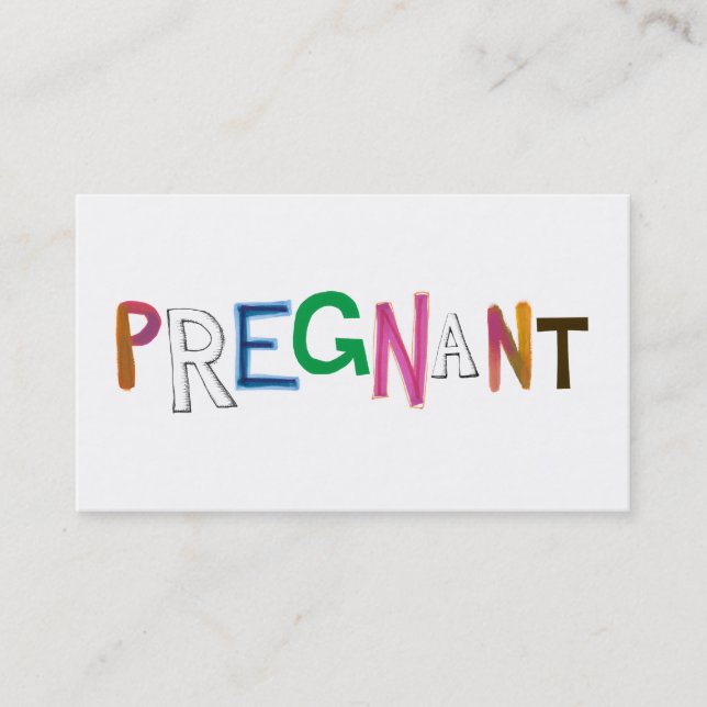 Pregnant fun colourful word art expecting mother business card (Front)