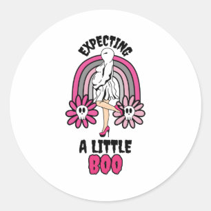 Pregnant Ghost Pink Expecting a little Boo Classic Round Sticker