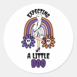 Pregnant Ghost Purple Expecting a little Boo  Classic Round Sticker