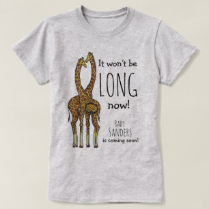 Pregnant Giraffe couple with customisable name T-Shirt