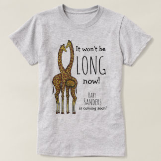 Pregnant Giraffe couple with customisable name T-Shirt