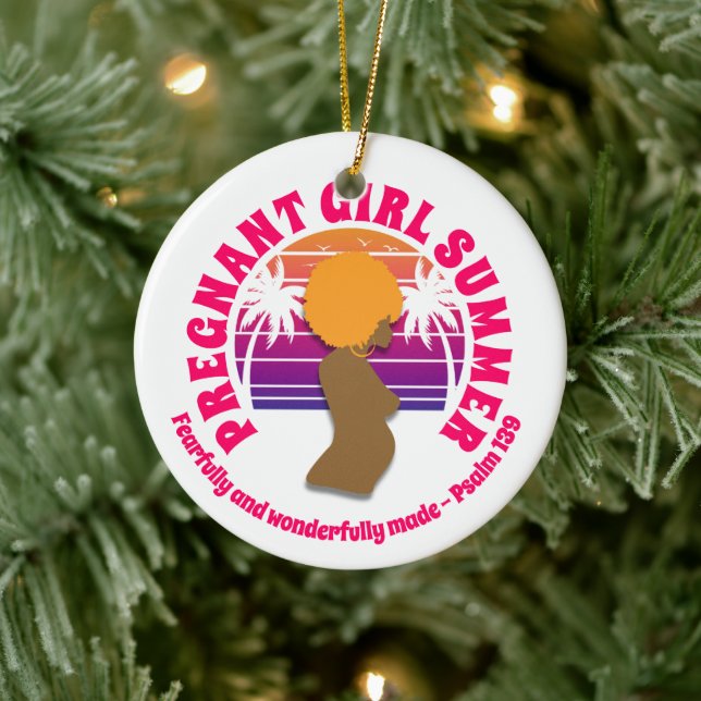 PREGNANT GIRL SUMMER Christian Bible Verse Ceramic Ornament (Tree)