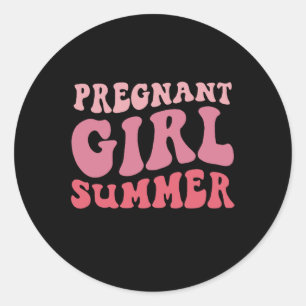 Pregnant Girl Summer  Classic Round Sticker