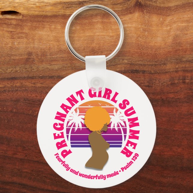 PREGNANT GIRL SUMMER Custom Christian Mum To Be Key Ring (Front)