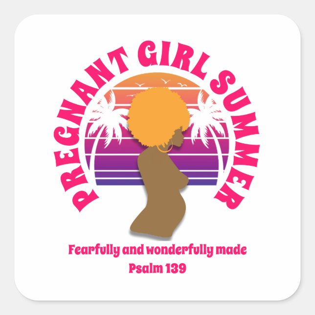 PREGNANT GIRL SUMMER Custom Christian Mum To Be Square Sticker (Front)