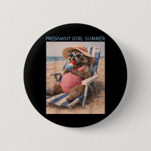 Pregnant Girl Summer Funny Baby Announcement 6 Cm Round Badge