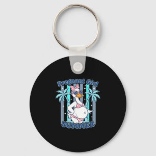 Pregnant girl summer funny baby announcement goose key ring
