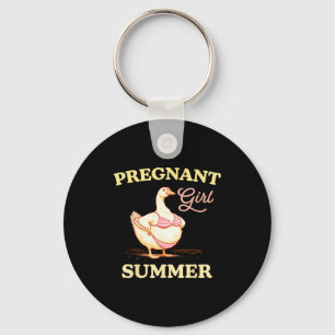 Pregnant girl summer funny baby announcement goose key ring
