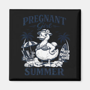 Pregnant Girl Summer Funny Baby Announcement Goose Magnet