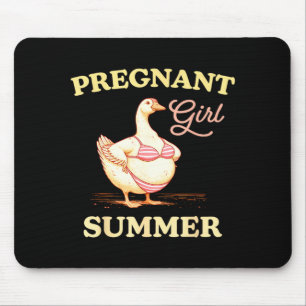 Pregnant girl summer funny baby announcement goose mouse pad