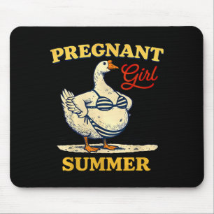 Pregnant Girl Summer Funny Baby Announcement Goose Mouse Pad