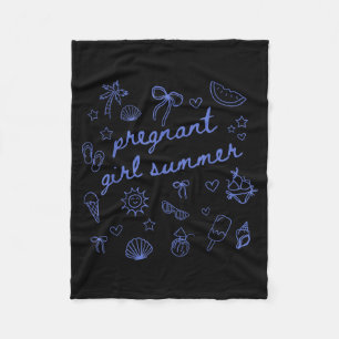 Pregnant girl summer funny baby announcement mum fleece blanket