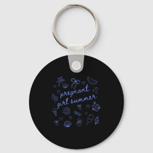 Pregnant girl summer funny baby announcement mum  key ring