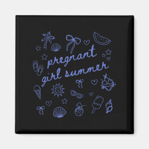Pregnant girl summer funny baby announcement mum  magnet