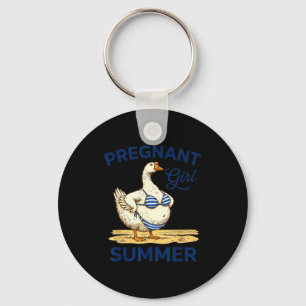 Pregnant girl summer funny goose shirt cute key ring