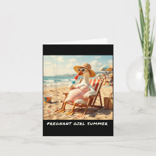 Pregnant girl summer goose beach  card