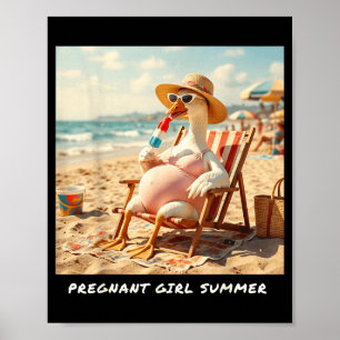 Pregnant girl summer goose beach poster