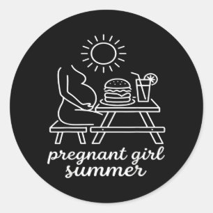 Pregnant Girl Summer - Pregnancy Announcement Classic Round Sticker
