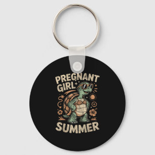 Pregnant girl summer turtle funny beach vacation key ring